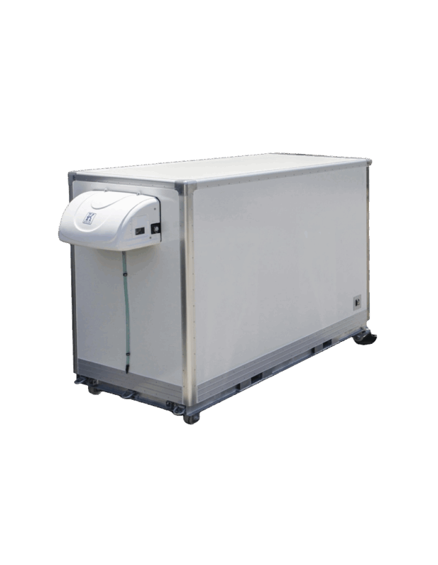 portable-refrigerated-storage-trailer-unit Insulated mobile cold storage unit with built-in refrigeration system